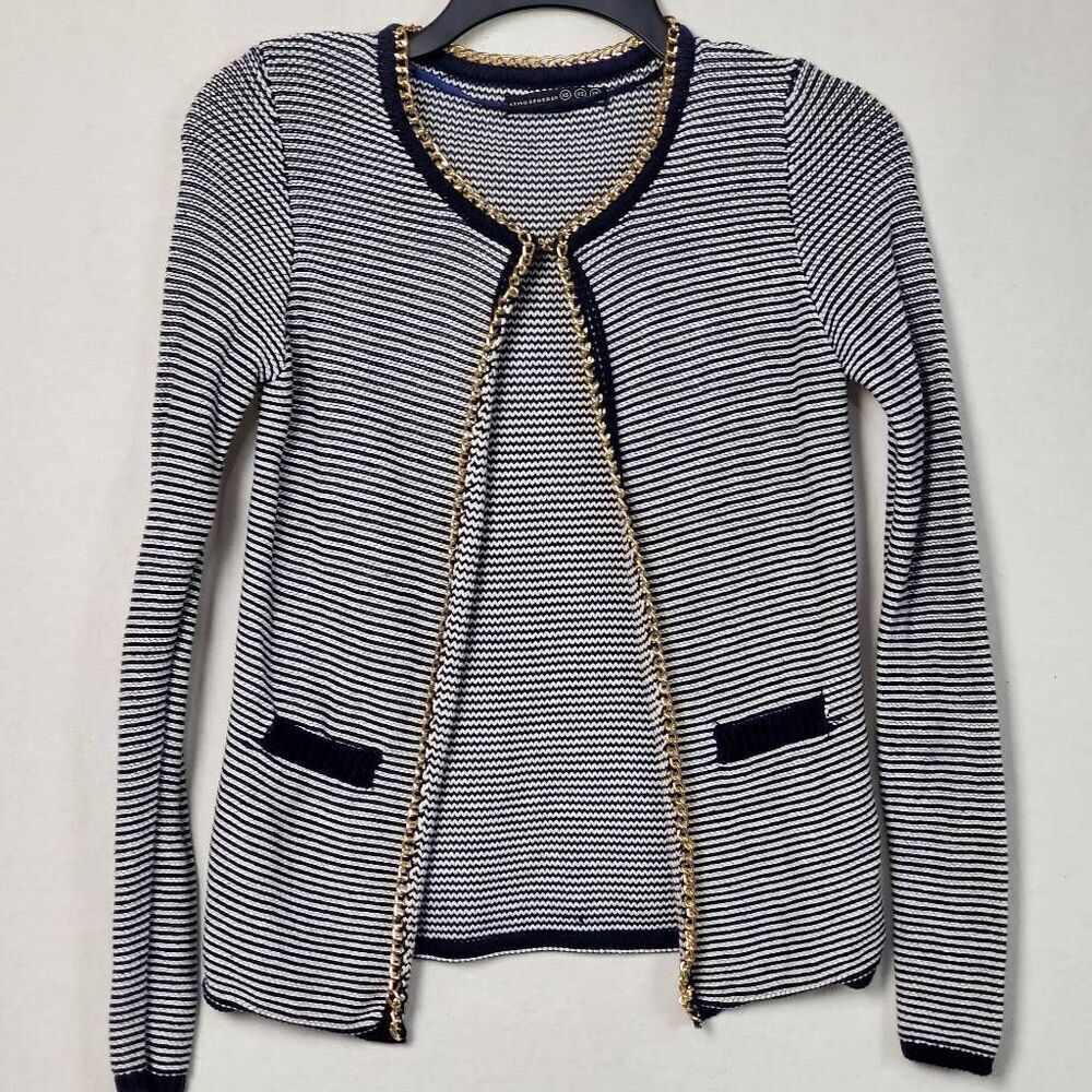 Atmosphere XS Navy Stripe Cardigan Sweater